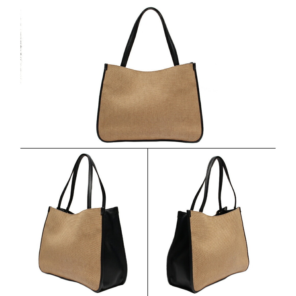 Gucci black leather bag Horsebit 1955 canvas beige tote